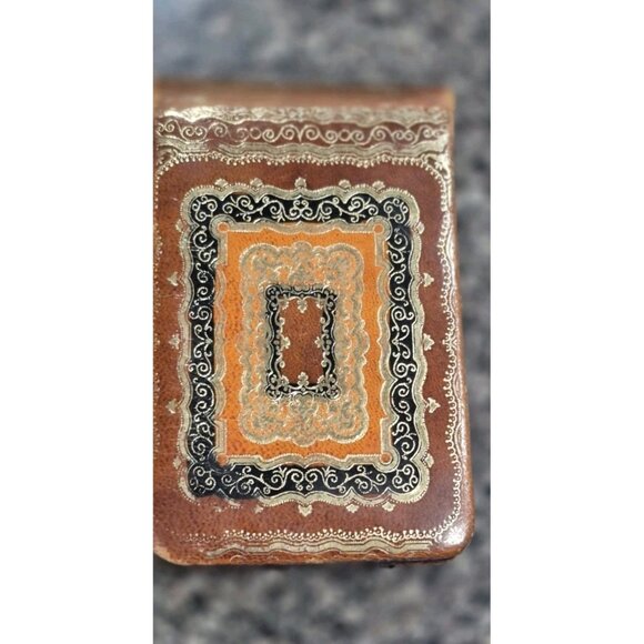 Antique Paper Cigarette Leather Case  Gold, Brown & Black Made In Italy #704 - Picture 5 of 7